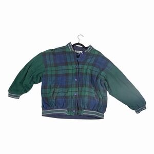 VTG Ride Women's Flannel Snap Ladybug Buttons L-XL Multicolor Plaid Varsity READ